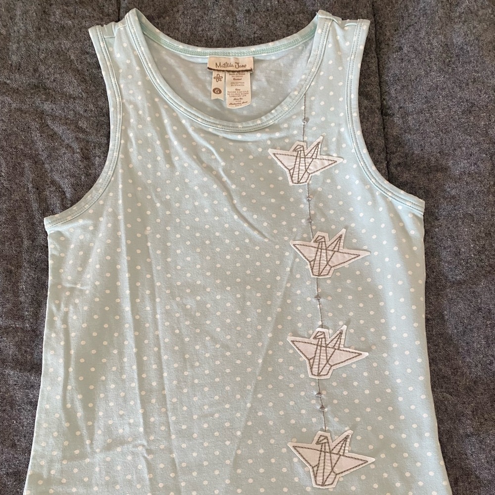 Matilda Jane, size 6, tank, blue and white polka dots